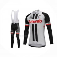 2018 Maillot Cyclisme Sunweb Gris Noir Manches Longues Et Cuissard