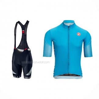 2021 Maillot Cyclisme Castelli Lumiere Bleu Manches Courtes Et Cuissard