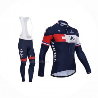 2015 Maillot Cyclisme IAM Bleu Manches Longues Et Cuissard