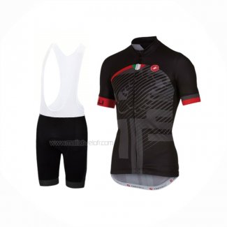 2016 Maillot Cyclisme Castelli Rouge Noir Manches Courtes Et Cuissard