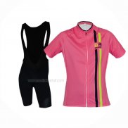 2017 Maillot Cyclisme Femme Biemme Rose Manches Courtes Et Cuissard