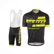 2017 Maillot Cyclisme Scott Noir Jaune Manches Courtes Et Cuissard