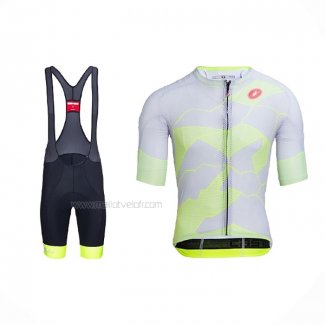 2021 Maillot Cyclisme Castelli Lumiere Jaune Blanc Manches Courtes Et Cuissard