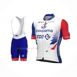 2022 Maillot Cyclisme Groupama FDJ Rouge Bleu Manches Courtes Et Cuissard