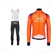 2023 Maillot Cyclisme INEOS Grenadiers Orange Manches Longues Et Cuissard