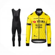 2024 Maillot Cyclisme Jumbo Visma Jaune Noir Manches Longues Et Cuissard