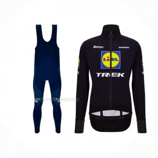 2024 Maillot Cyclisme Lidl Trek Noir Bleu Manches Longues Et Cuissard