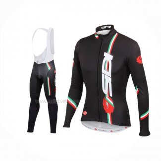 2014 Maillot Cyclisme Castelli SIDI Noir Rouge Manches Longues Et Cuissard