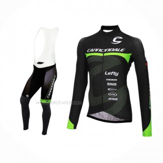 2016 Maillot Cyclisme Cannondale Ml Noir Vert Manches Longues Et Cuissard