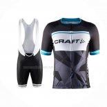 2016 Maillot Cyclisme Craft Bleu Noir Manches Courtes Et Cuissard