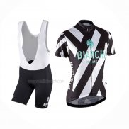 2017 Maillot Cyclisme Femme Bianchi Noir Blanc Manches Courtes Et Cuissard