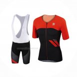 2017 Maillot Cyclisme Sportful Rouge Noir Manches Courtes Et Cuissard