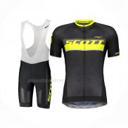 2018 Maillot Cyclisme Scott RC Jaune Manches Courtes Et Cuissard