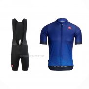 2021 Maillot Cyclisme Castelli Brillant Bleu Manches Courtes Et Cuissard