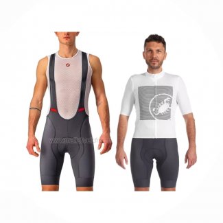 2022 Maillot Cyclisme Castelli Blanc Gris Manches Courtes Et Cuissard