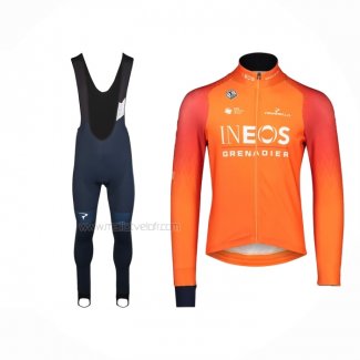 2022 Maillot Cyclisme INEOS Grenadiers Orange Manches Longues Et Cuissard