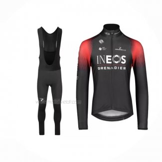 2022 Maillot Cyclisme INEOS Grenadiers Rouge Noir Manches Longues Et Cuissard