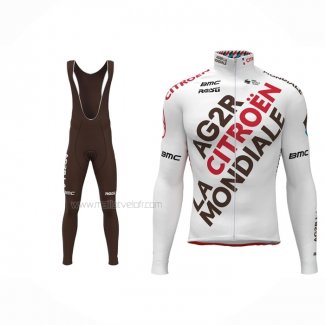 2023 Maillot Cyclisme Ag2r La Mondiale Blanc Manches Longues Et Cuissard