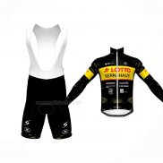 2023 Maillot Cyclisme Lotto-Kern Haus Noir Jaune Manches Longues Et Cuissard