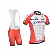 2014 Maillot Cyclisme Katusha Blanc Rouge Manches Courtes Et Cuissard