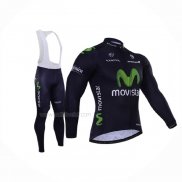 2015 Maillot Cyclisme Movistar Noir Manches Longues Et Cuissard