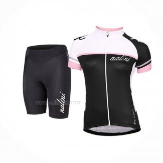 2017 Maillot Cyclisme Femme Nalini Blanc Noir Manches Courtes Et Cuissard