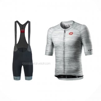 2021 Maillot Cyclisme Castelli Gris Blanc Manches Courtes Et Cuissard