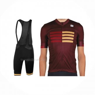 2021 Maillot Cyclisme Sportful Fonce Rouge Manches Courtes Et Cuissard