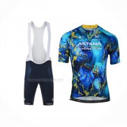 2023 Maillot Cyclisme Astana Bleu Manches Courtes Et Cuissard