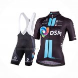 2023 Maillot Cyclisme Femme DSM Noir Manches Courtes Et Cuissard