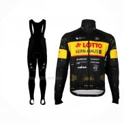 2024 Maillot Cyclisme Lotto-Kern Haus Noir Jaune Manches Longues Et Cuissard