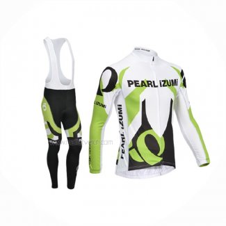 2013 Maillot Cyclisme Pearl Izumi Blanc Vert Manches Longues Et Cuissard