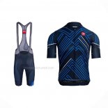 2021 Maillot Cyclisme Castelli Bleu Noir Blanc Manches Courtes Et Cuissard