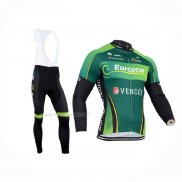 2014 Maillot Cyclisme Europcar Noir Vert Manches Longues Et Cuissard