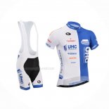 2014 Maillot Cyclisme UHC Blanc Azur Manches Courtes Et Cuissard