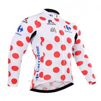 2015 Maillot Cyclisme Tour De France Blanc Rouge Manches Longues