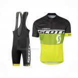 2016 Maillot Cyclisme Scott Jaune Noir Manches Courtes Et Cuissard