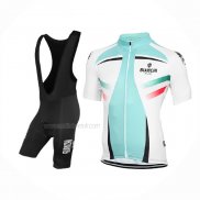 2017 Maillot Cyclisme Bianchi Milano Vert Blanc Manches Courtes Et Cuissard