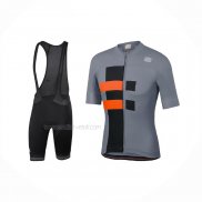 2021 Maillot Cyclisme Sportful Gris Orange Manches Courtes Et Cuissard