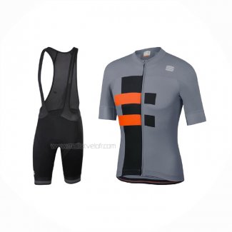 2021 Maillot Cyclisme Sportful Gris Orange Manches Courtes Et Cuissard