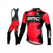 2016 Maillot Cyclisme BMC Noir Rouge Manches Longues Et Cuissard