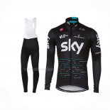 2017 Maillot Cyclisme Sky Noir Manches Longues Et Cuissard