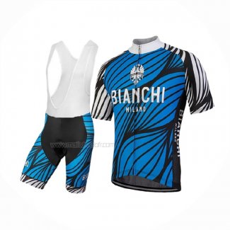 2018 Maillot Cyclisme Bianchi Caina Bleu Manches Courtes Et Cuissard