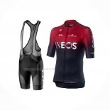 2019 Maillot Cyclisme Castelli INEOS Noir Rouge Manches Courtes Et Cuissard