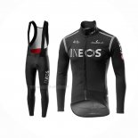 2020 Maillot Cyclisme INEOS Noir Gris Manches Longues Et Cuissard