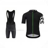 2021 Maillot Cyclisme Assos Noir Blanc Vert Manches Courtes Et Cuissard