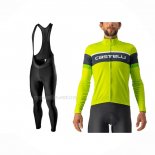 2022 Maillot Cyclisme Castelli Brillant Vert Manches Longues Et Cuissard