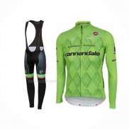 2016 Maillot Cyclisme Cannondale Noir Vert Manches Longues Et Cuissard