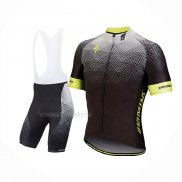 2018 Maillot Cyclisme Specialized Noir Gris Jaune Manches Courtes Et Cuissard