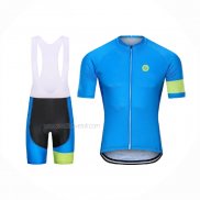 2021 Maillot Cyclisme Steep Bleu Vert Manches Courtes Et Cuissard